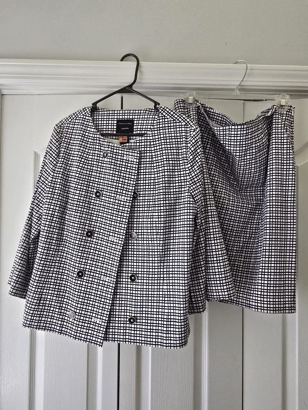 Doncaster Black and White Grid Print Skirt Set
